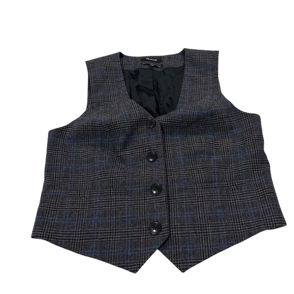 Madewell Womens 2 Wool Blend Suiting Vest Houndstooth Wool Blend Office Academia - Picture 4 of 11